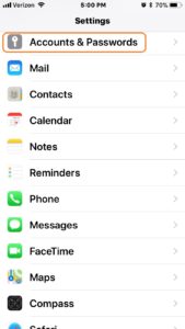 iphone ios11 settings screen