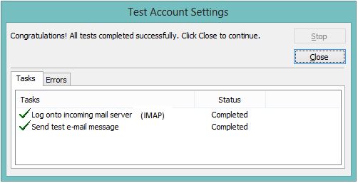Outlook Email IMAP Test Account Settings